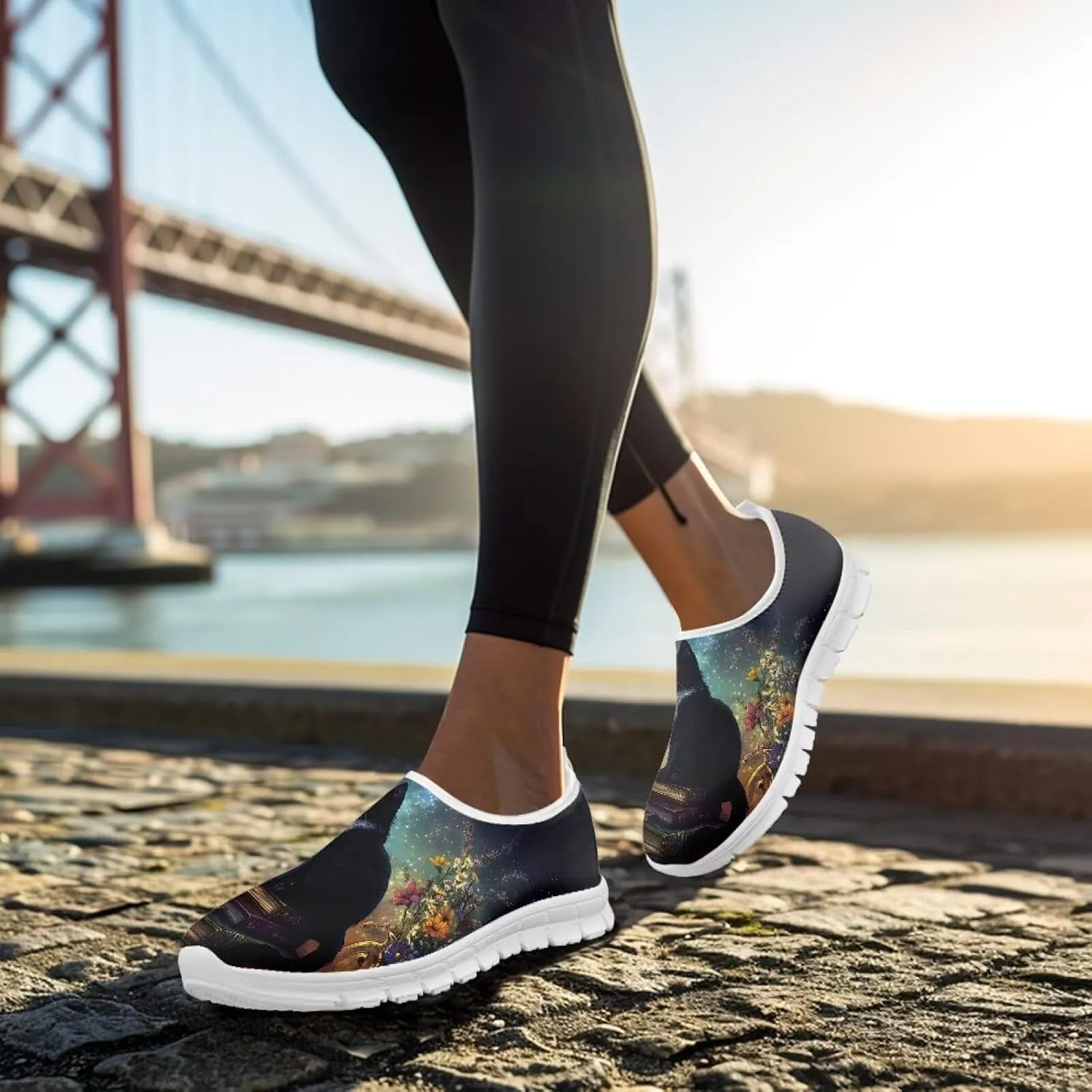 Women's Walking Travel Shoes Flower Shoses Slip On Casual Loafers Lightweight Comfort Art Painted Fashion Sneaker US Size 5.5-11.5