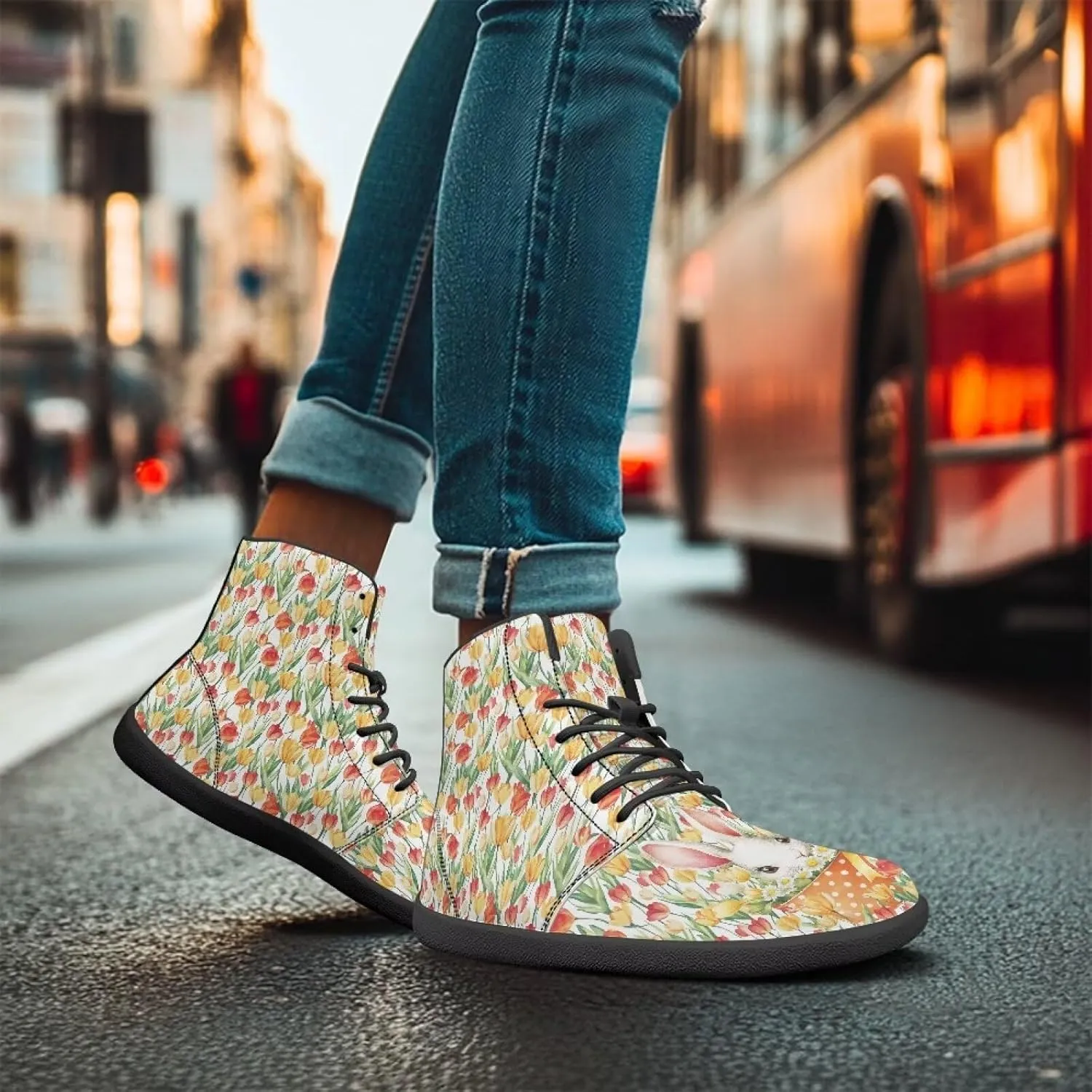 Women's Wide Barefoot Sneakers St. Patrick's Day Shoes High-top Zero Drop Comfort Flats Walking Shoes Easter Shoe Size 6-12.5