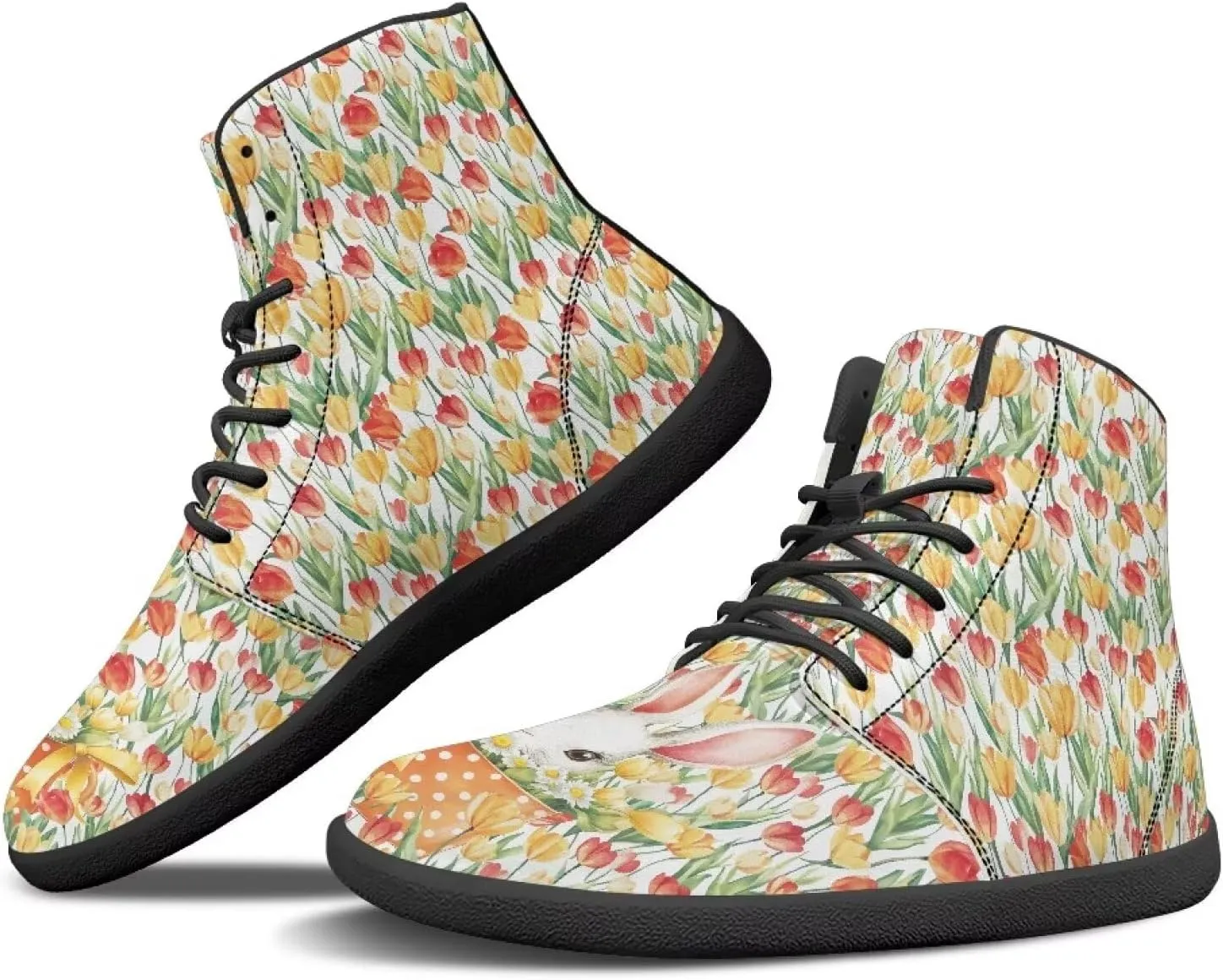 Women's Wide Barefoot Sneakers St. Patrick's Day Shoes High-top Zero Drop Comfort Flats Walking Shoes Easter Shoe Size 6-12.5