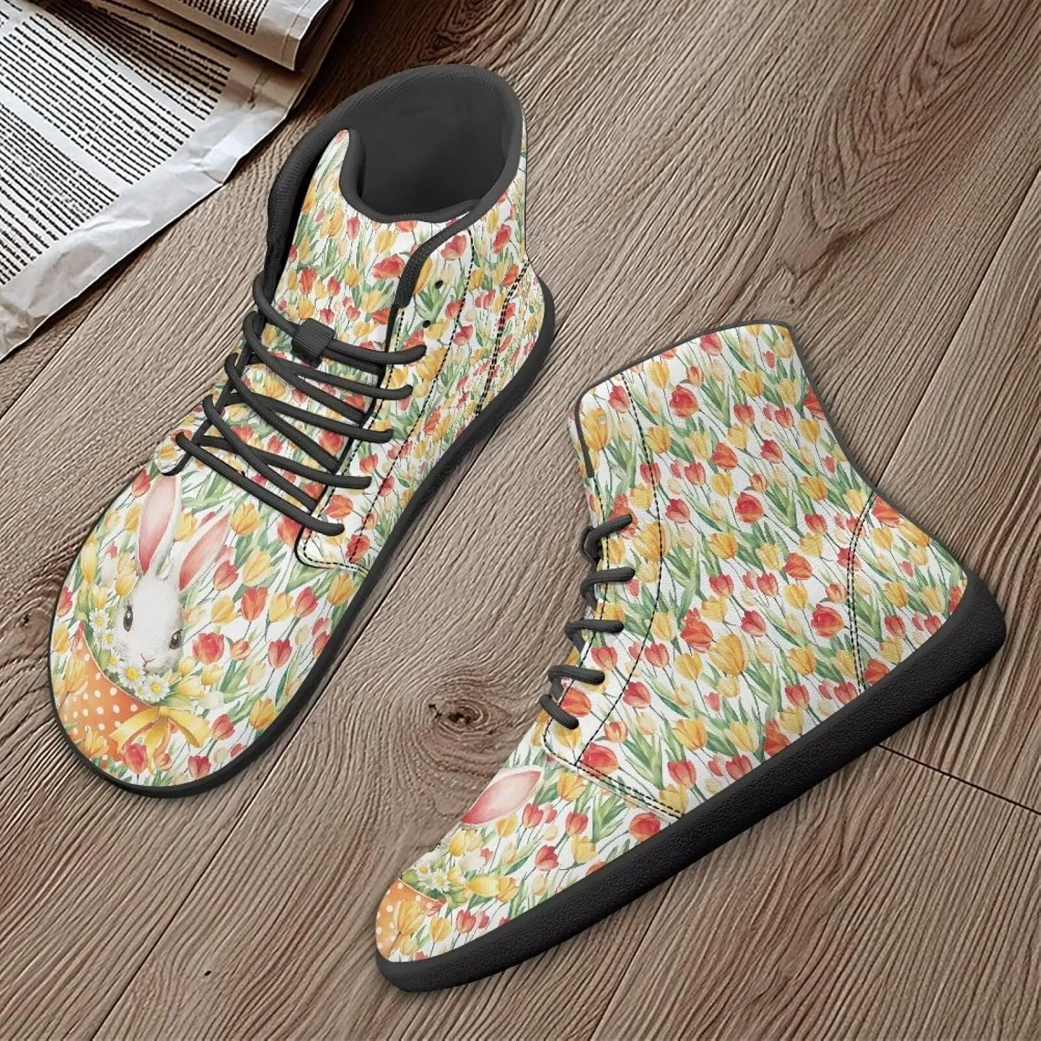 Women's Wide Barefoot Sneakers St. Patrick's Day Shoes High-top Zero Drop Comfort Flats Walking Shoes Easter Shoe Size 6-12.5