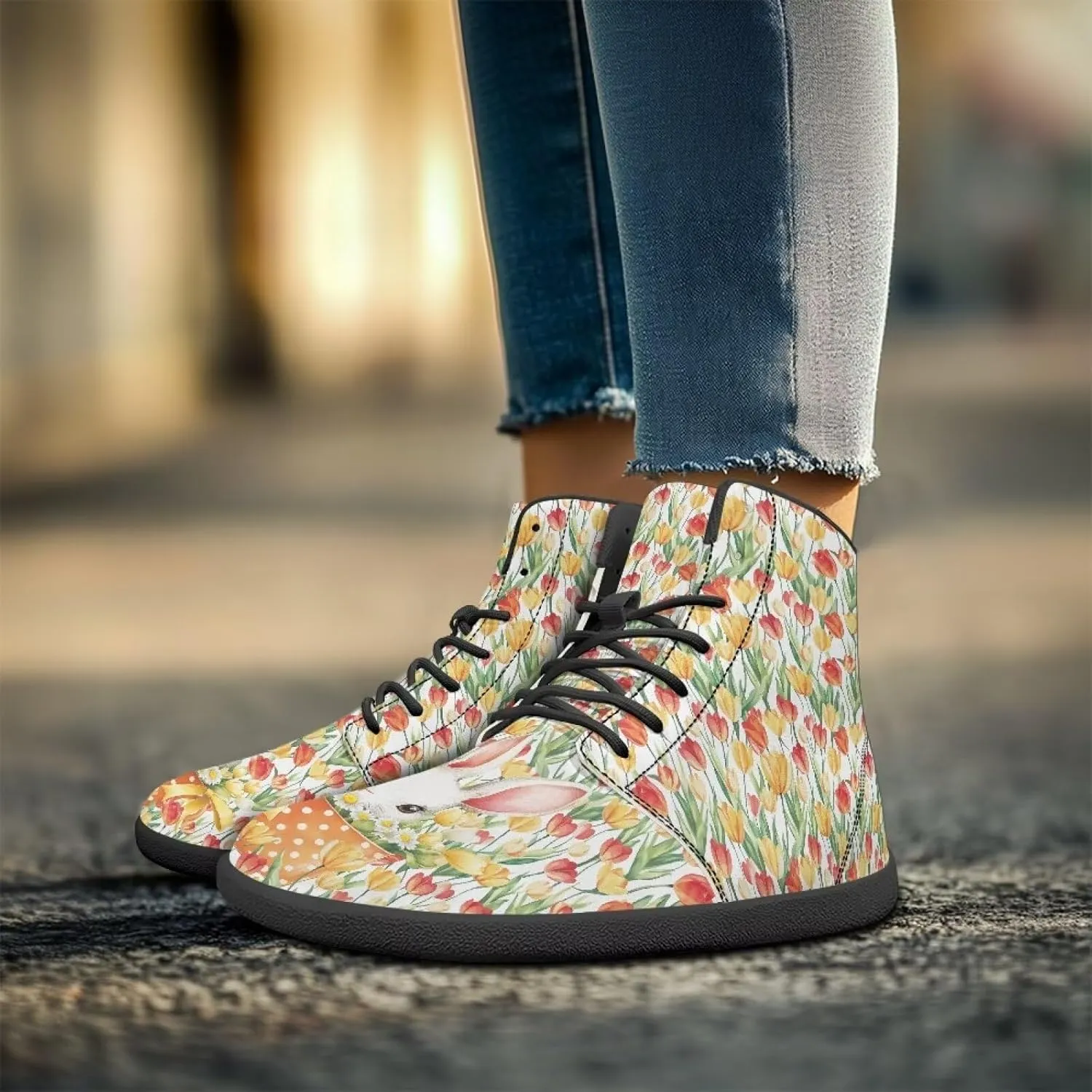 Women's Wide Barefoot Sneakers St. Patrick's Day Shoes High-top Zero Drop Comfort Flats Walking Shoes Easter Shoe Size 6-12.5