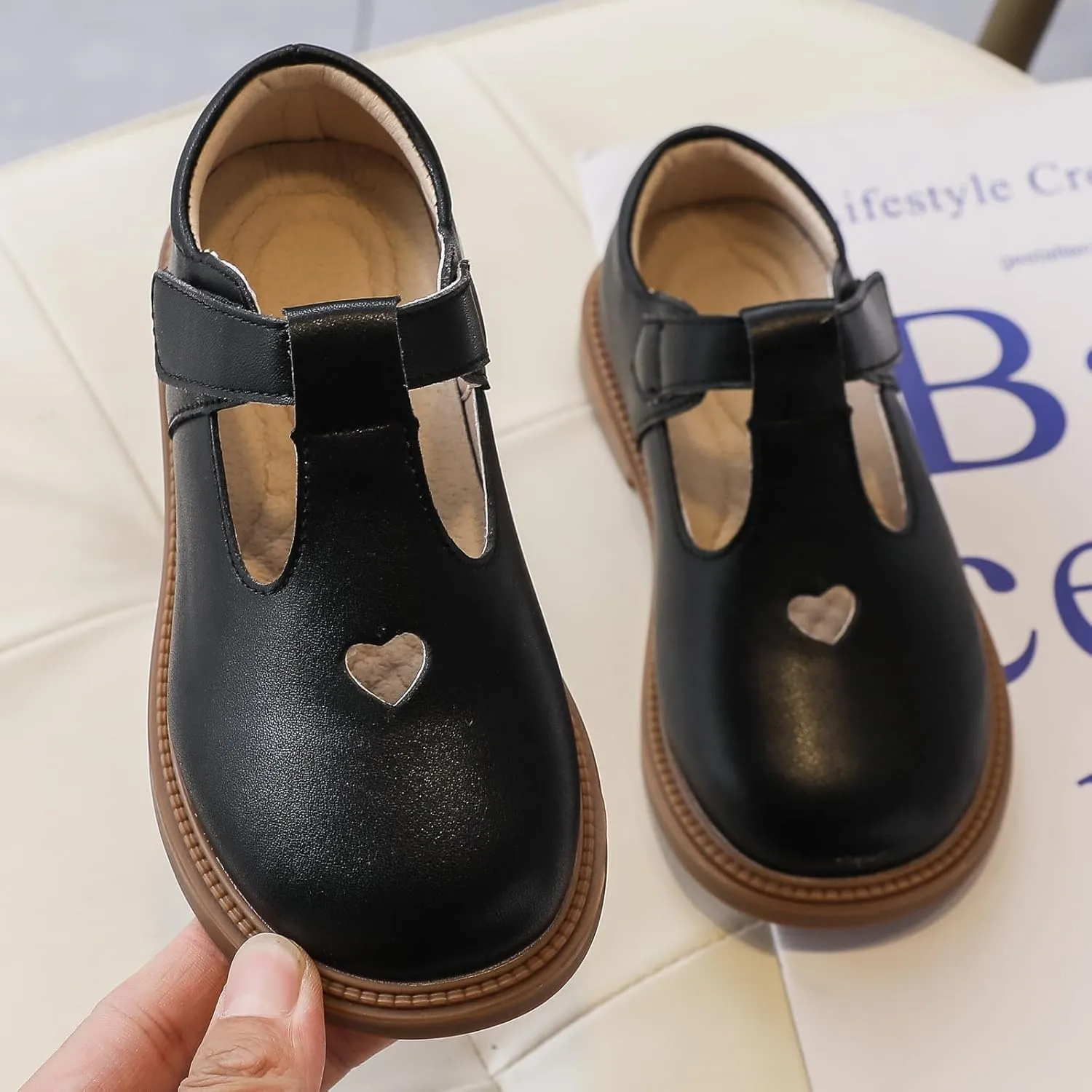 WUIWUIYU Girls Princess Oxfords Halloween Shoes T-Strap Casual Walking School Uniform Dress Mary Jane Flats