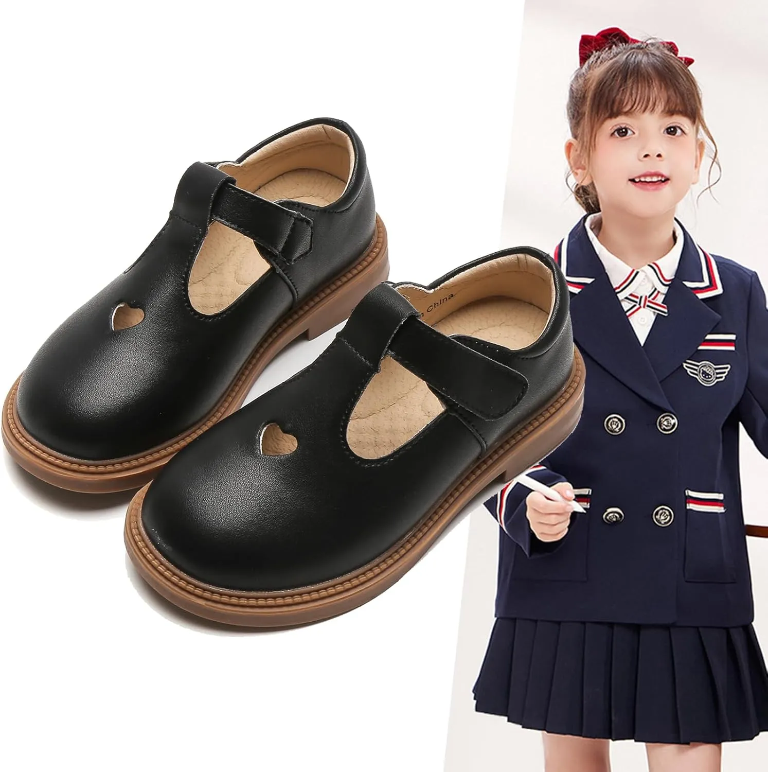 WUIWUIYU Girls Princess Oxfords Halloween Shoes T-Strap Casual Walking School Uniform Dress Mary Jane Flats