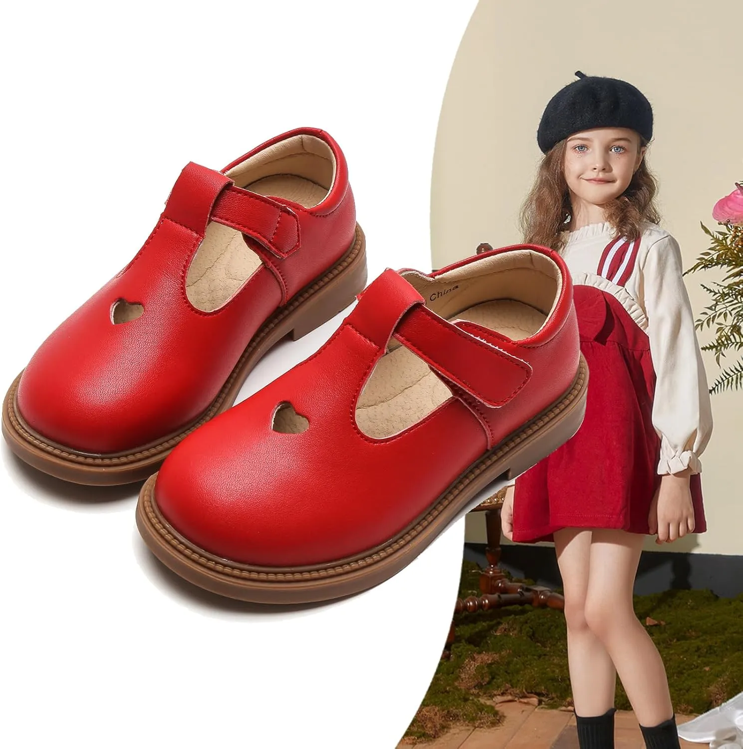 WUIWUIYU Girls Princess Oxfords Halloween Shoes T-Strap Casual Walking School Uniform Dress Mary Jane Flats