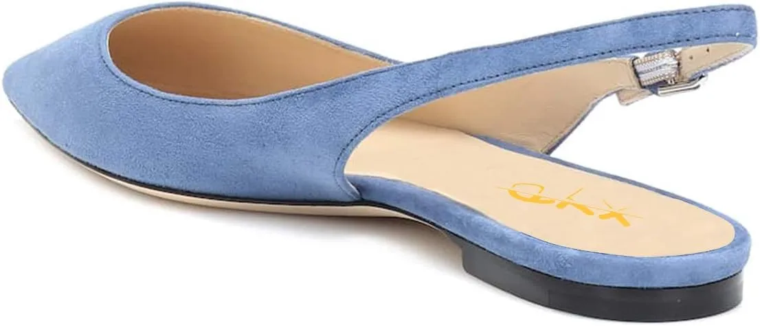 XYD Women Pointy Toe Slingback Ballet Flats Low Heel Slip On Sandals Comfortable Backless Walking Dress Shoes