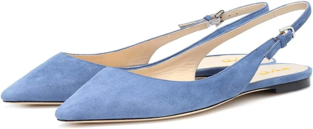 XYD Women Pointy Toe Slingback Ballet Flats Low Heel Slip On Sandals Comfortable Backless Walking Dress Shoes
