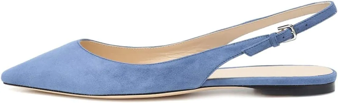 XYD Women Pointy Toe Slingback Ballet Flats Low Heel Slip On Sandals Comfortable Backless Walking Dress Shoes