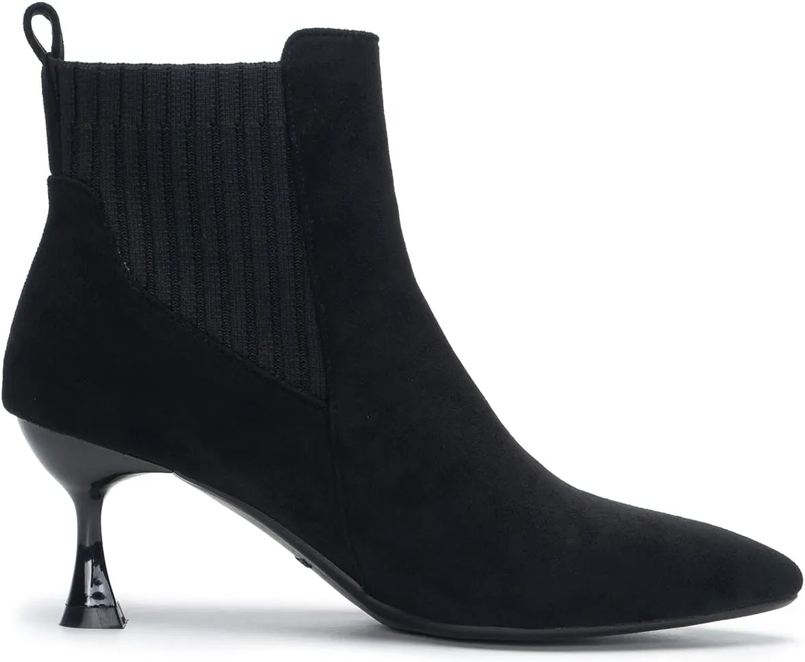 youngshow Womens Ankle Boots Pointed Toe Kitten Heels Booties Winter Knit Low Heel Dressy Booties