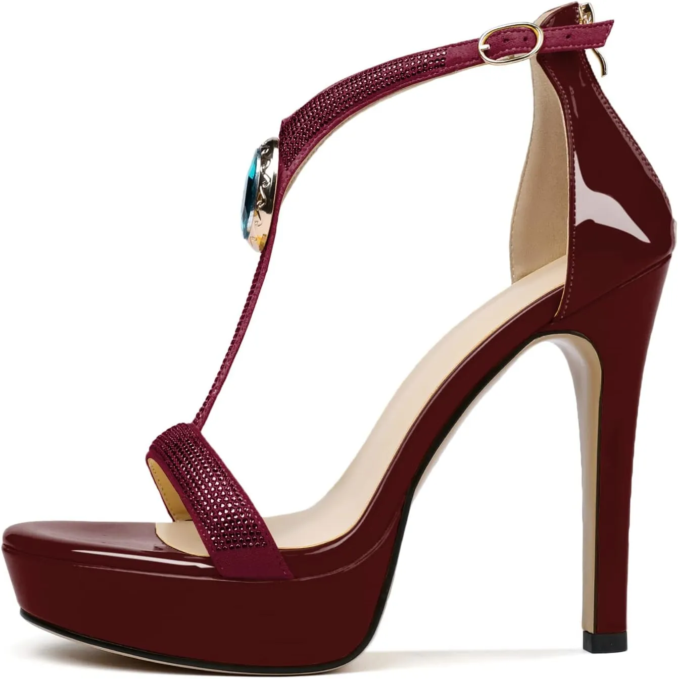 Zamikoo High Heel Sandals for women Ankle Strap Platform High Heels Open Toe Stiletto Rhinestone Heels Heeled Pumps Dress Shoes for Wedding Party