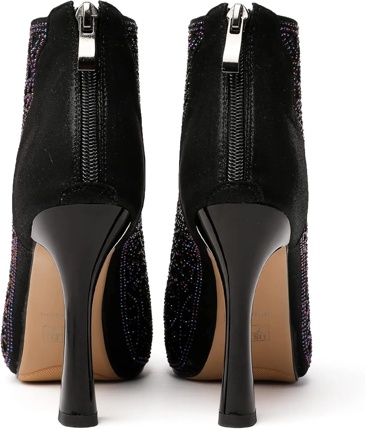 Zamikoo Women Rhinestone Studded Platform Bootie Crystal Diamond Ankle Boots Bling High Heel Shoes