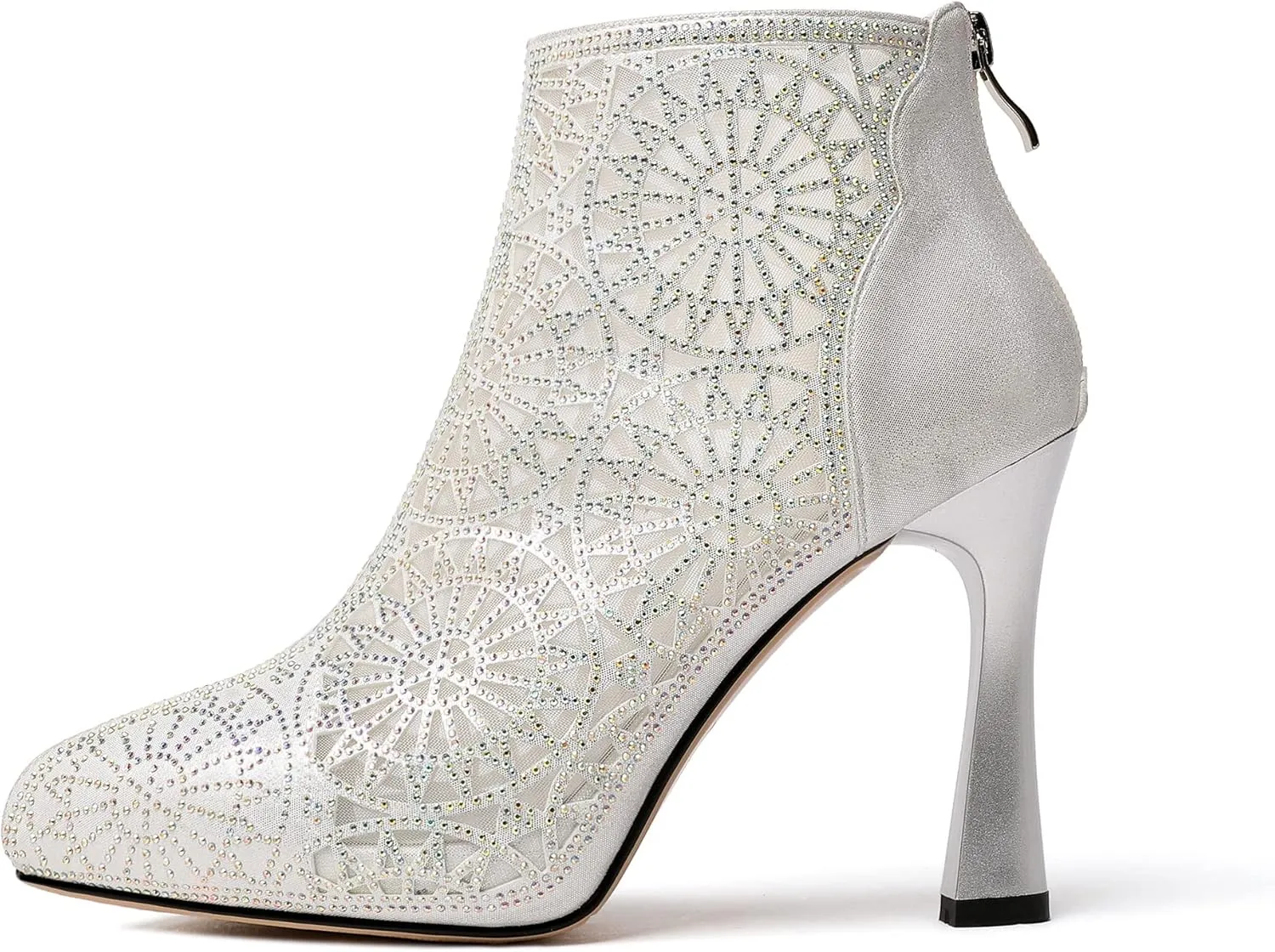 Zamikoo Women Rhinestone Studded Platform Bootie Crystal Diamond Ankle Boots Bling High Heel Shoes