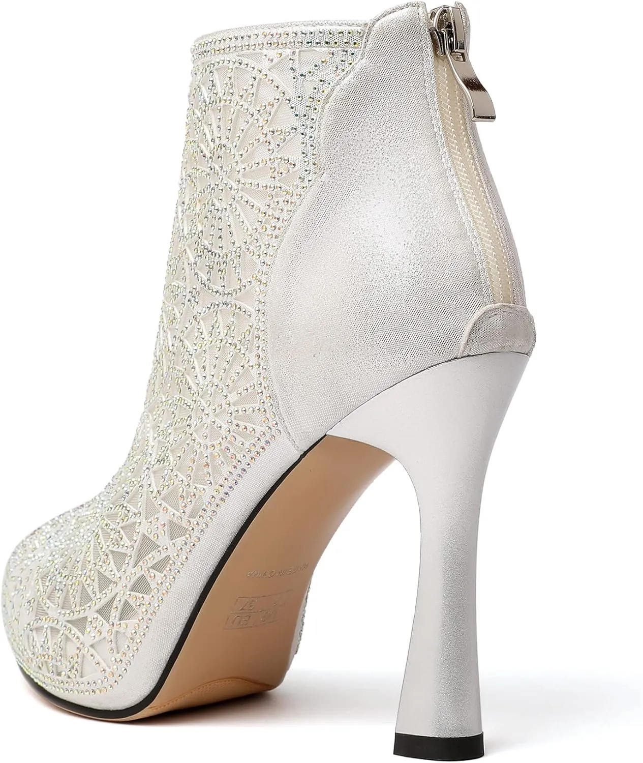 Zamikoo Women Rhinestone Studded Platform Bootie Crystal Diamond Ankle Boots Bling High Heel Shoes