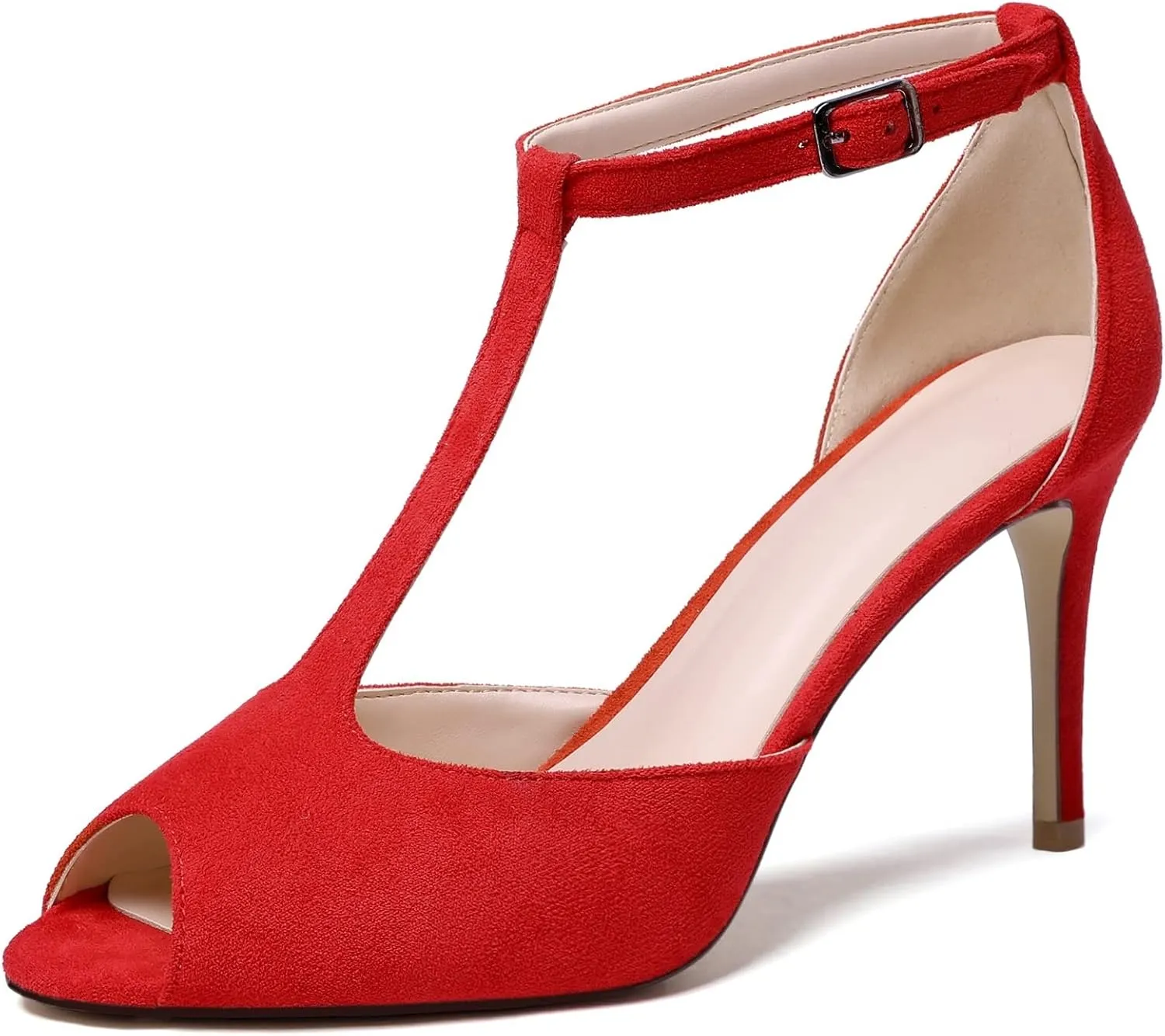 Zamikoo Women's Peep Toe Sandals Ankle Strap Stiletto Pumps Dress Shoes