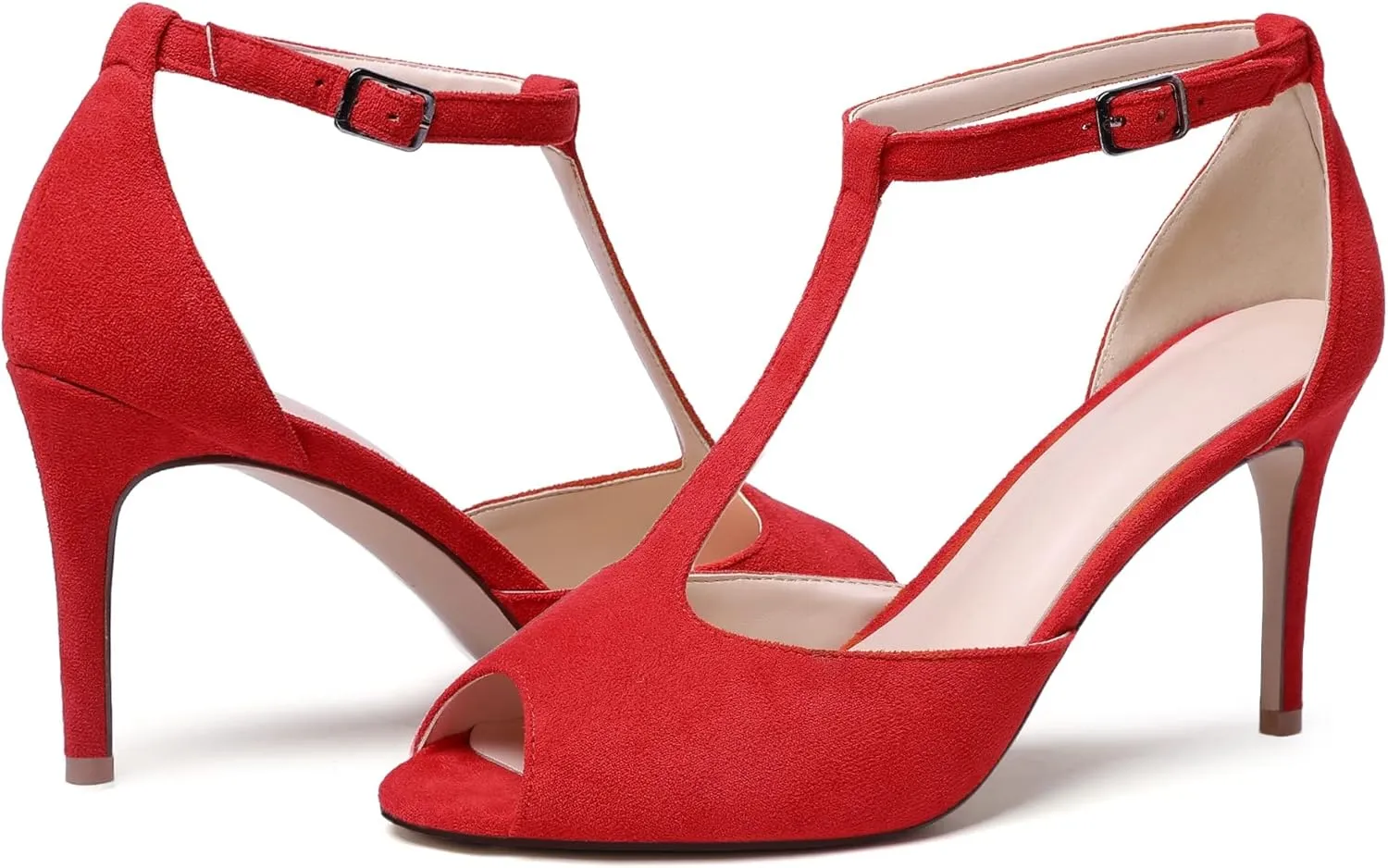 Zamikoo Women's Peep Toe Sandals Ankle Strap Stiletto Pumps Dress Shoes