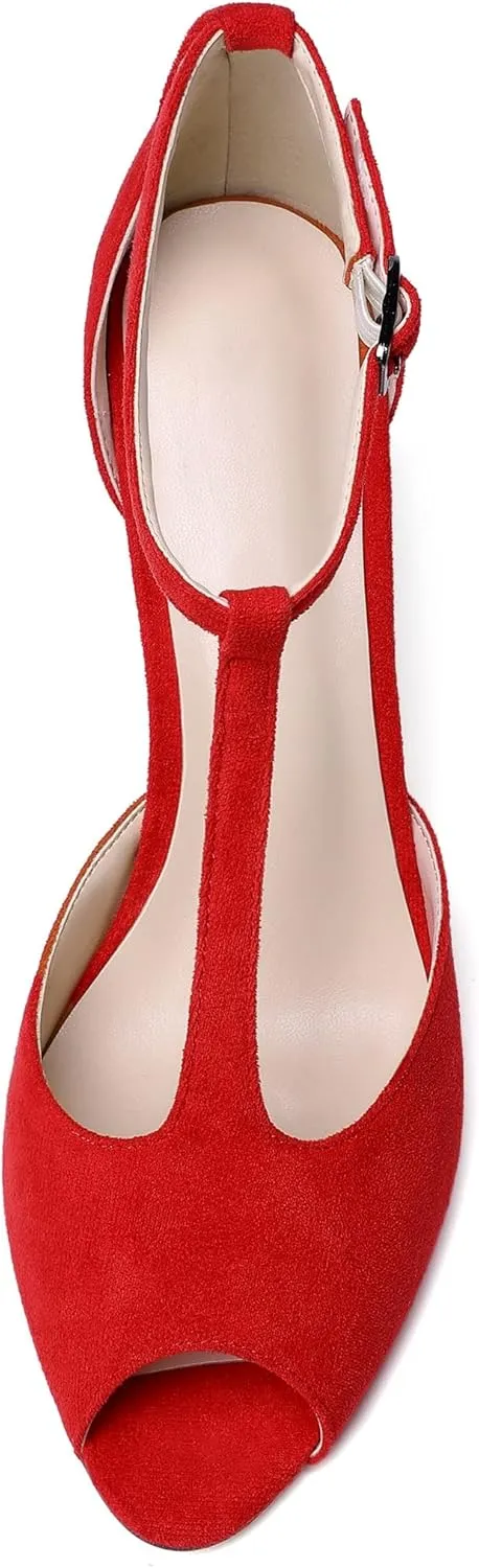Zamikoo Women's Peep Toe Sandals Ankle Strap Stiletto Pumps Dress Shoes