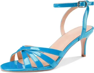 Z.Oufeier Womens’ Slingback Kitten Low Lace Up Heels Adjustable Ankle Strap Open Toe Sandals For Party Dress Wedding