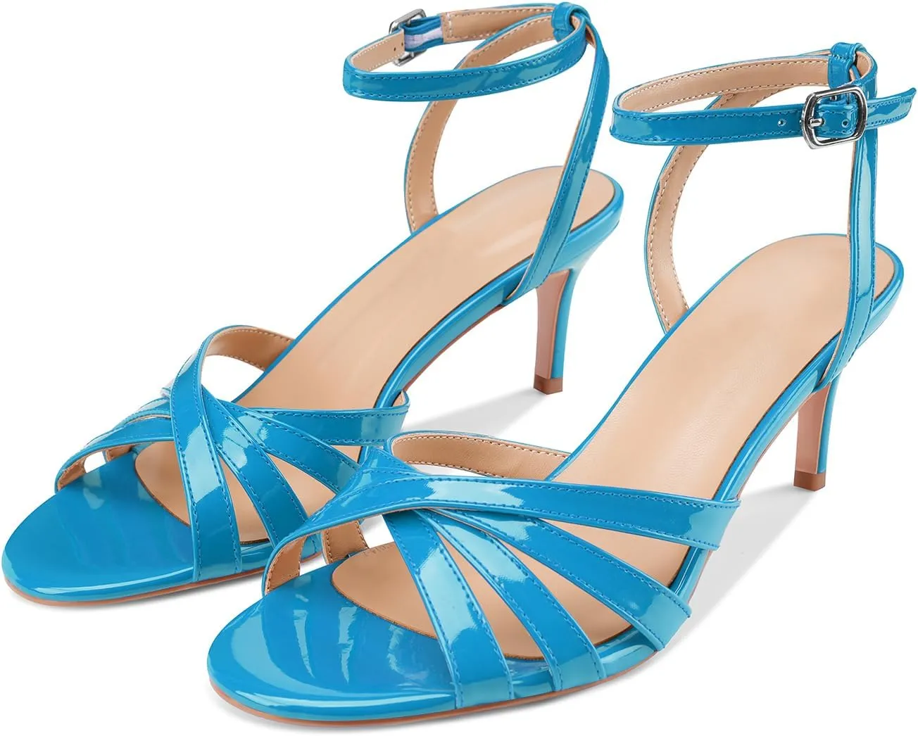 Z.Oufeier Womens’ Slingback Kitten Low Lace Up Heels Adjustable Ankle Strap Open Toe Sandals For Party Dress Wedding