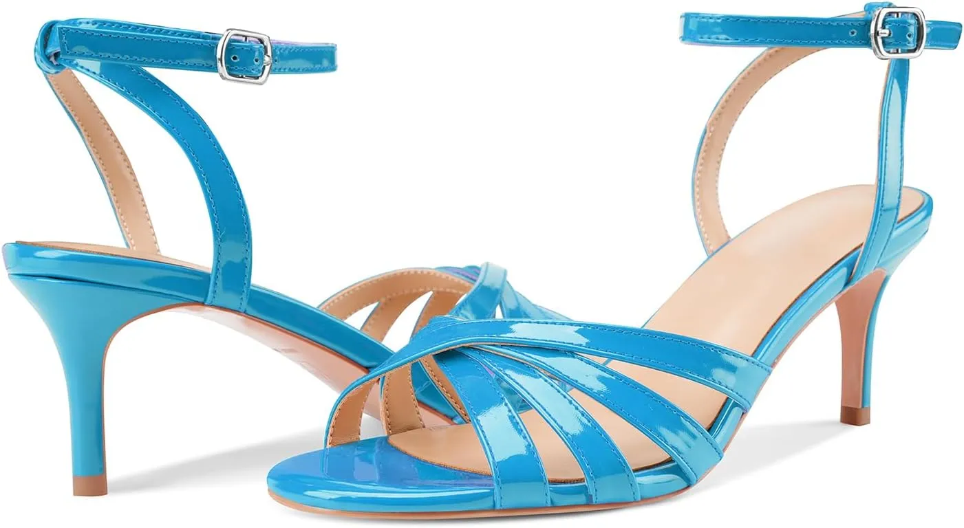 Z.Oufeier Womens’ Slingback Kitten Low Lace Up Heels Adjustable Ankle Strap Open Toe Sandals For Party Dress Wedding