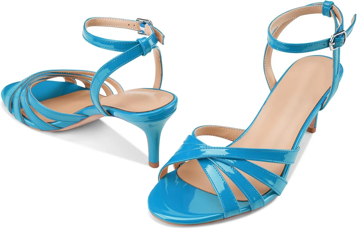 Z.Oufeier Womens’ Slingback Kitten Low Lace Up Heels Adjustable Ankle Strap Open Toe Sandals For Party Dress Wedding