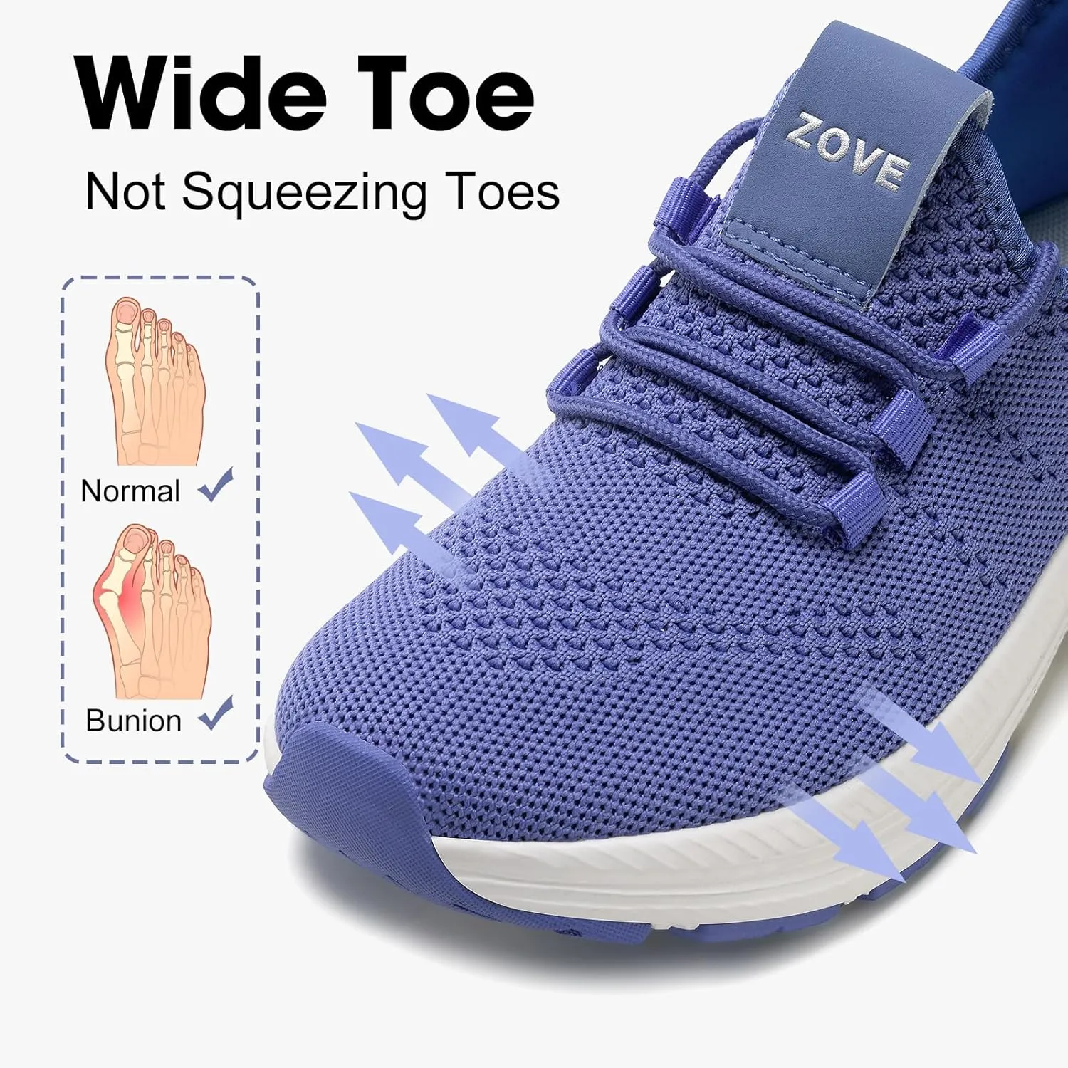ZOVE Wide Toe Box Shoes Women Extra Wide Width Sneakers Ultra Light Road Running Shoes Non-Slip Tennis Sneakers Breathable Walking Athletic