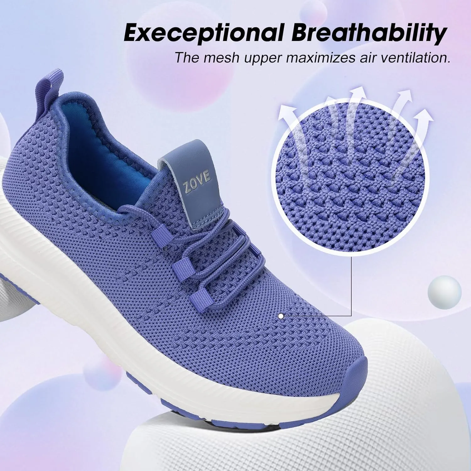 ZOVE Wide Toe Box Shoes Women Extra Wide Width Sneakers Ultra Light Road Running Shoes Non-Slip Tennis Sneakers Breathable Walking Athletic